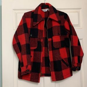 Vintage Woolrich Buffalo Plaid wool coat. , 1960s era.